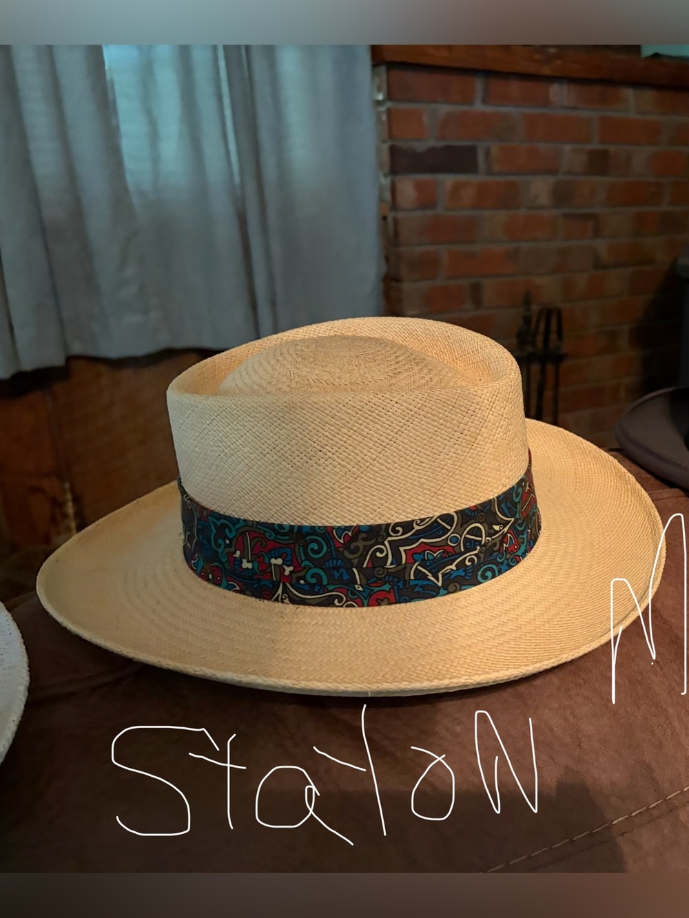 Stetson Natural Straw Fedora with Multicolor Paisley Band